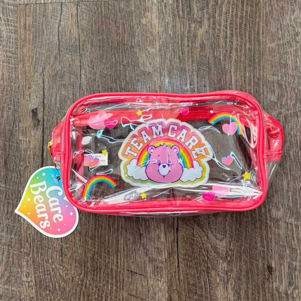 Care Bears pink clear zipper bag